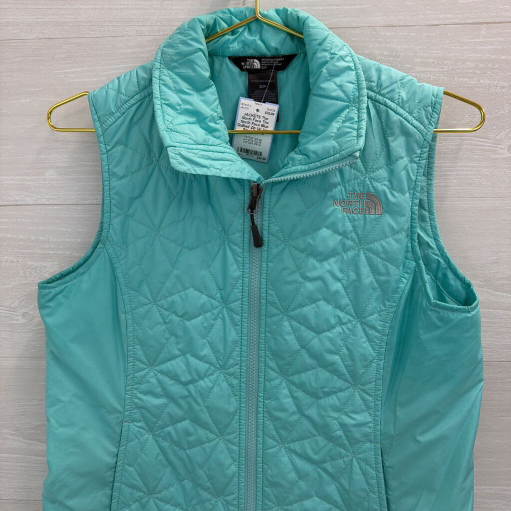 The North Face Blue Quilted Zip Up Vest Small