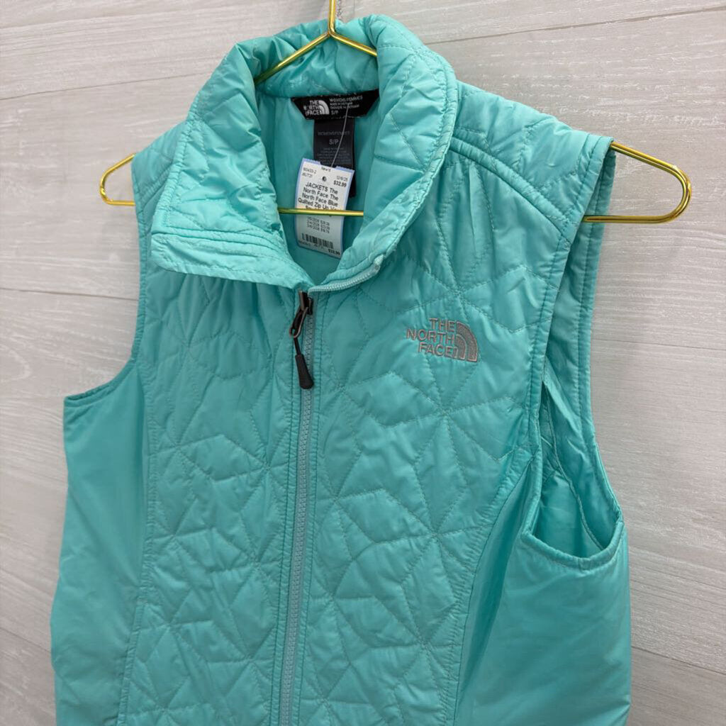 The North Face Blue Quilted Zip Up Vest Small