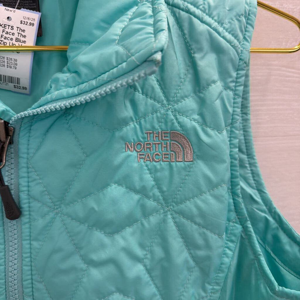 The North Face Blue Quilted Zip Up Vest Small