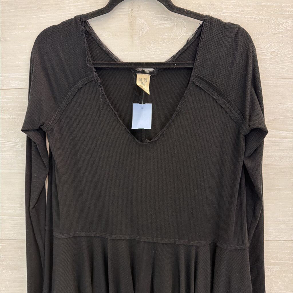 We The Free Black V Neck Long Sleeve Top Extra Small