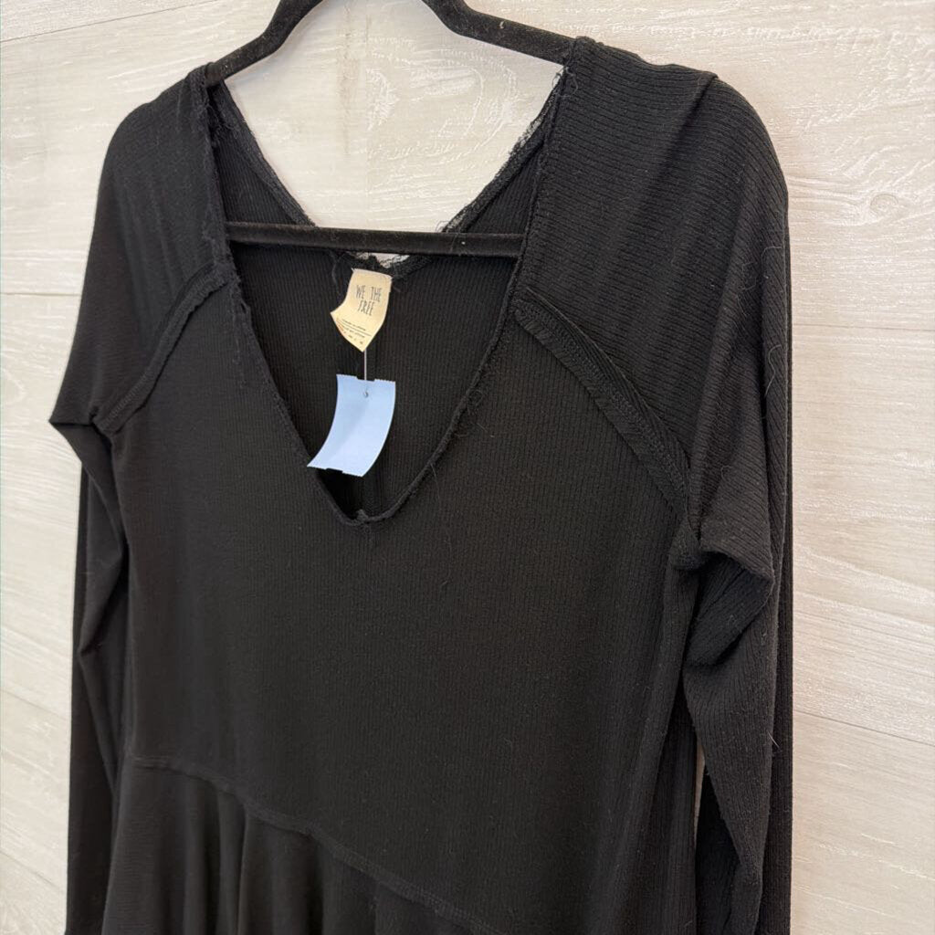 We The Free Black V Neck Long Sleeve Top Extra Small