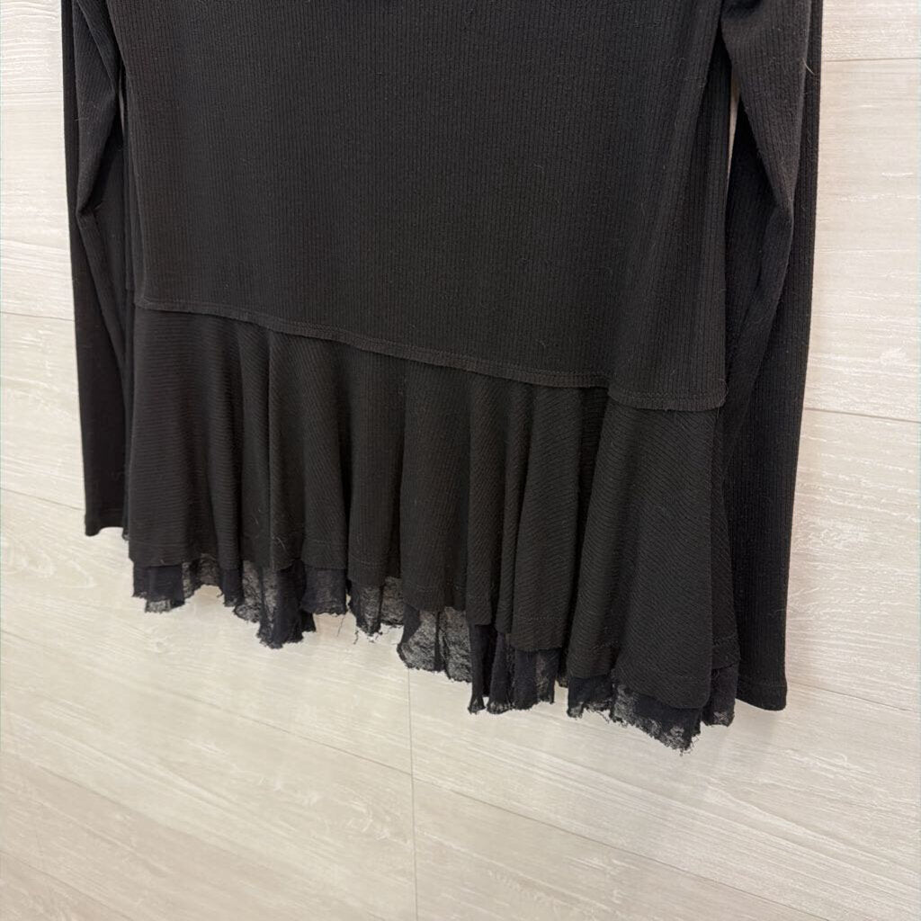 We The Free Black V Neck Long Sleeve Top Extra Small