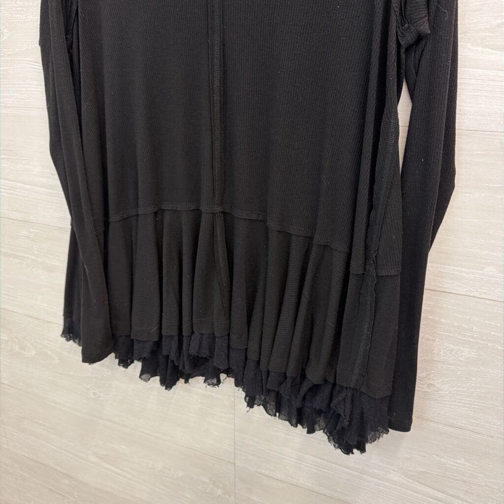 We The Free Black V Neck Long Sleeve Top Extra Small