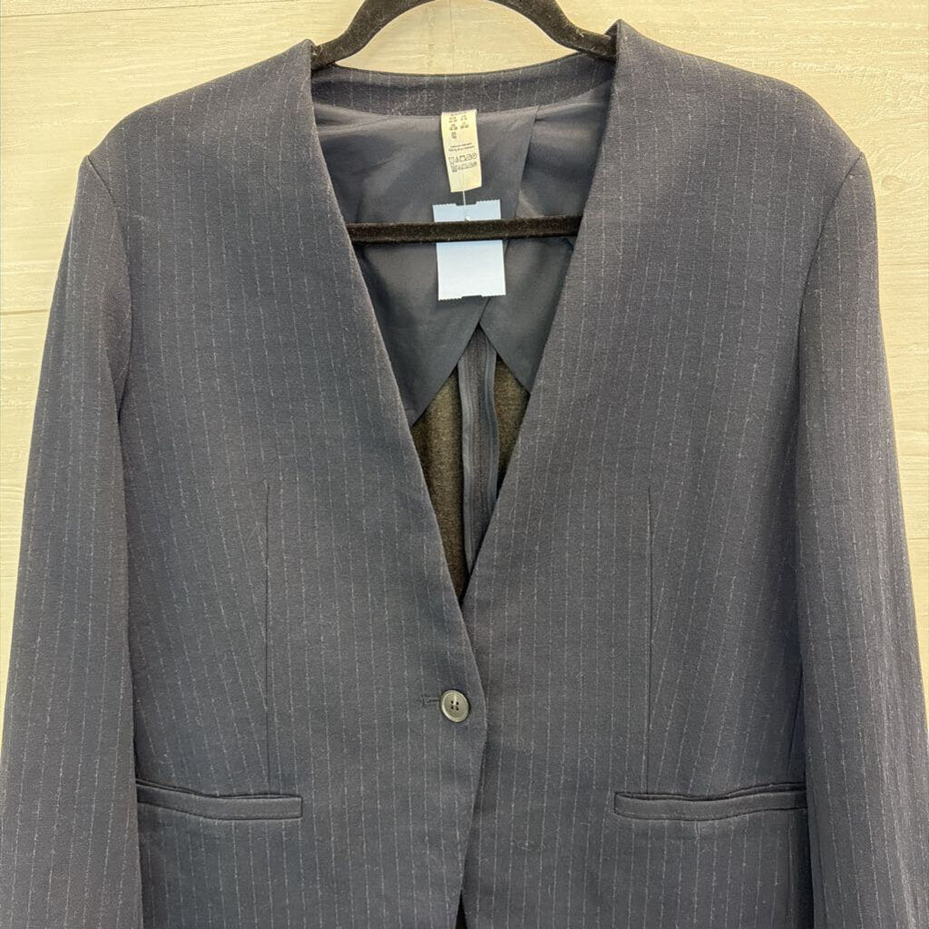 Spanx Navy Pin Stripe Pull On Pants/ Blazer Set Small