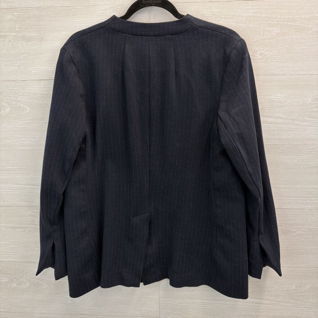 Spanx Navy Pin Stripe Pull On Pants/ Blazer Set Small