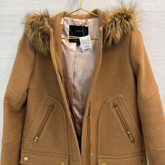 J Crew Brown Italian Stadium Cloth Wool Chateau Parka Jacket 2