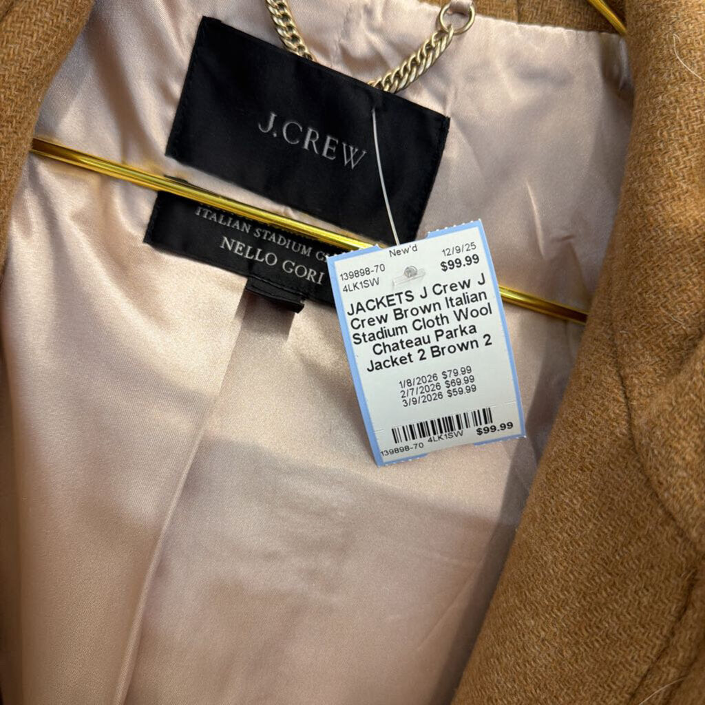 J Crew Brown Italian Stadium Cloth Wool Chateau Parka Jacket 2