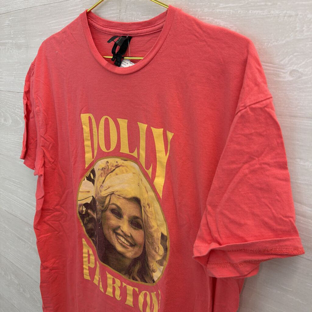 Gildan Pink/ Multi Dolly Parton Short Sleeve Graphic Tee Extra Large