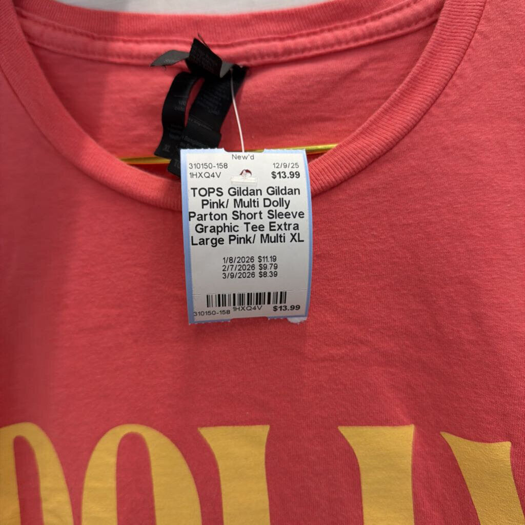 Gildan Pink/ Multi Dolly Parton Short Sleeve Graphic Tee Extra Large