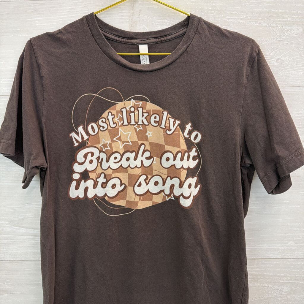 Canvas Brown 'Most Likely To' Short Sleeve Graphic Tee Large