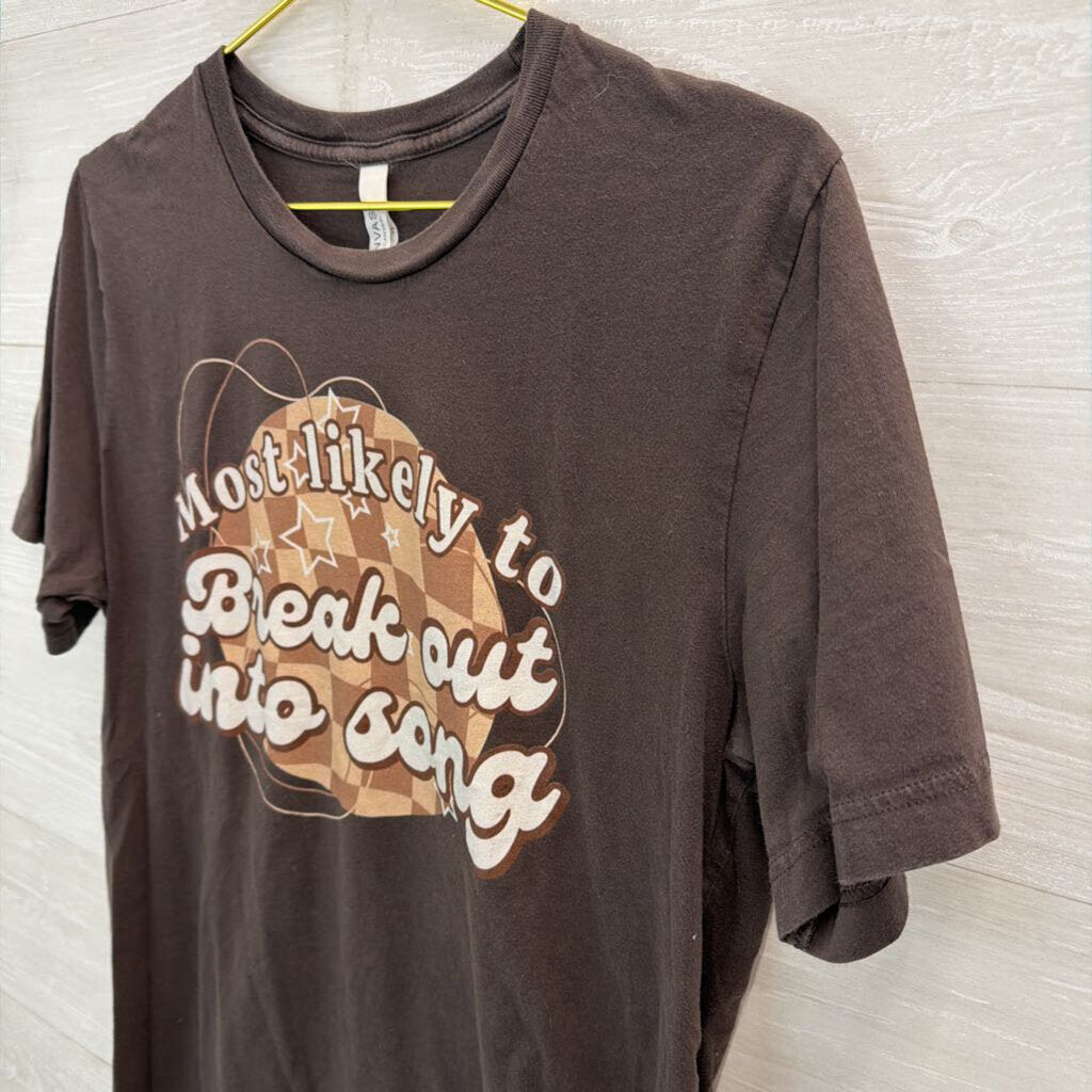 Canvas Brown 'Most Likely To' Short Sleeve Graphic Tee Large