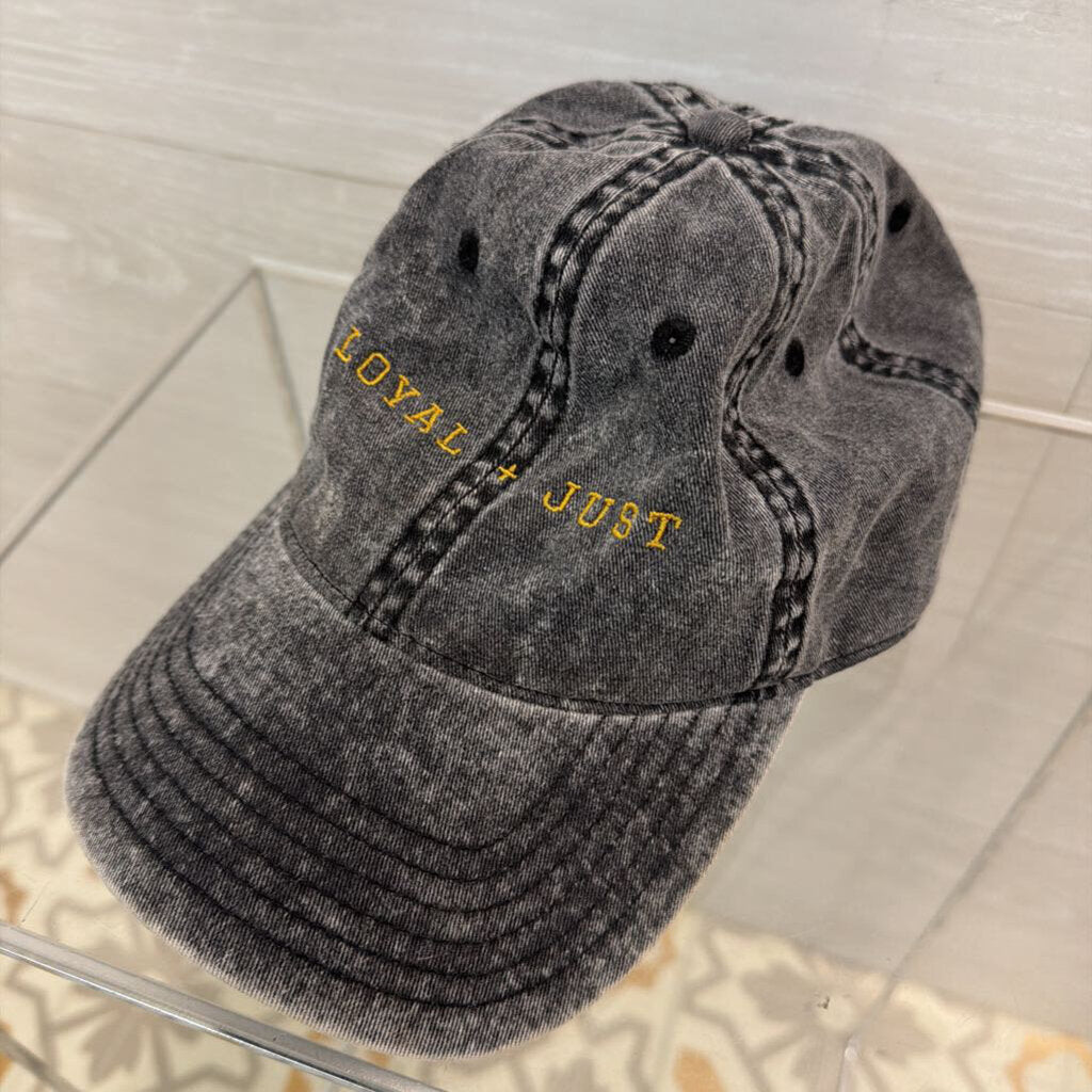 Otto Grey/ Yellow Embroidered Loyal and Just Baseball Hat One Size