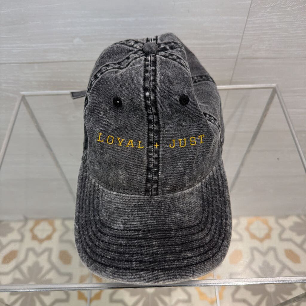 Otto Grey/ Yellow Embroidered Loyal and Just Baseball Hat One Size
