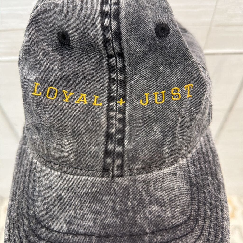 Otto Grey/ Yellow Embroidered Loyal and Just Baseball Hat One Size