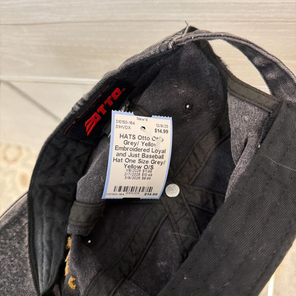 Otto Grey/ Yellow Embroidered Loyal and Just Baseball Hat One Size