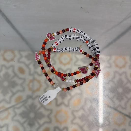 Set of 3 Virginia Tech Beaded Stretchy Bracelets
