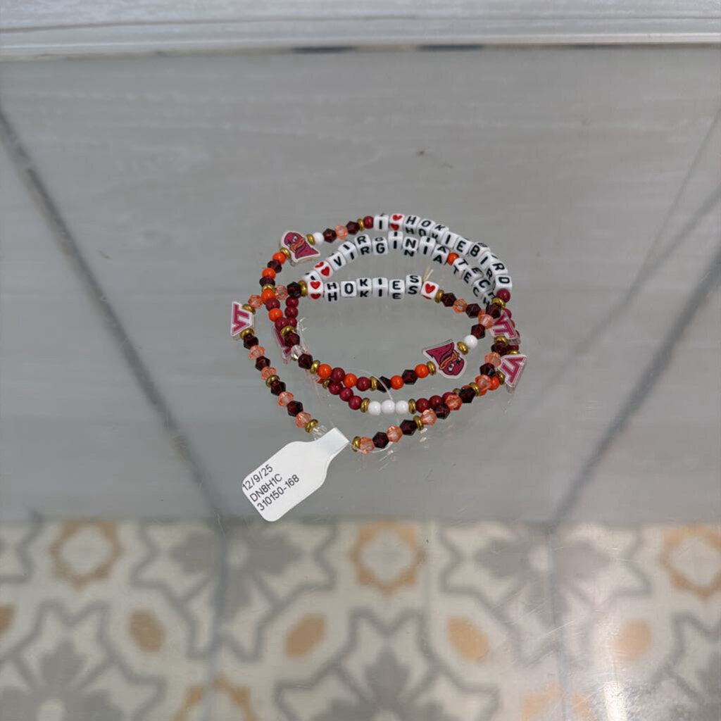 Set of 3 Virginia Tech Beaded Stretchy Bracelets