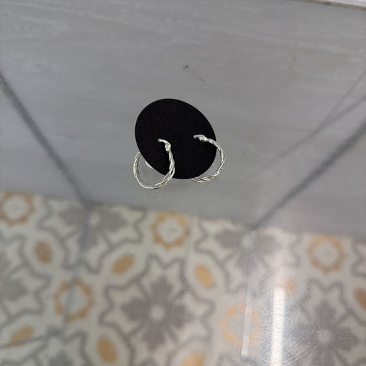 Silver Woven Dainty Hoop Earrings