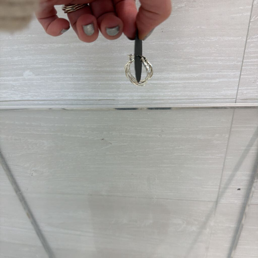 Silver Woven Dainty Hoop Earrings