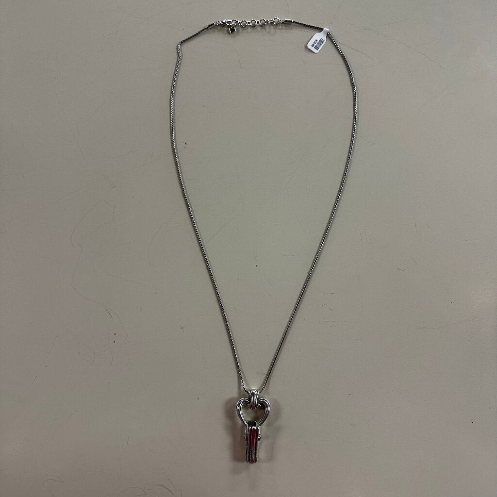 Brighton Silver Sweety Heart Badge Clip Necklace