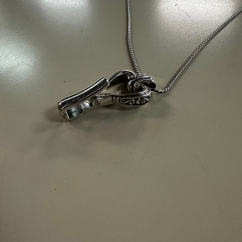 Brighton Silver Sweety Heart Badge Clip Necklace