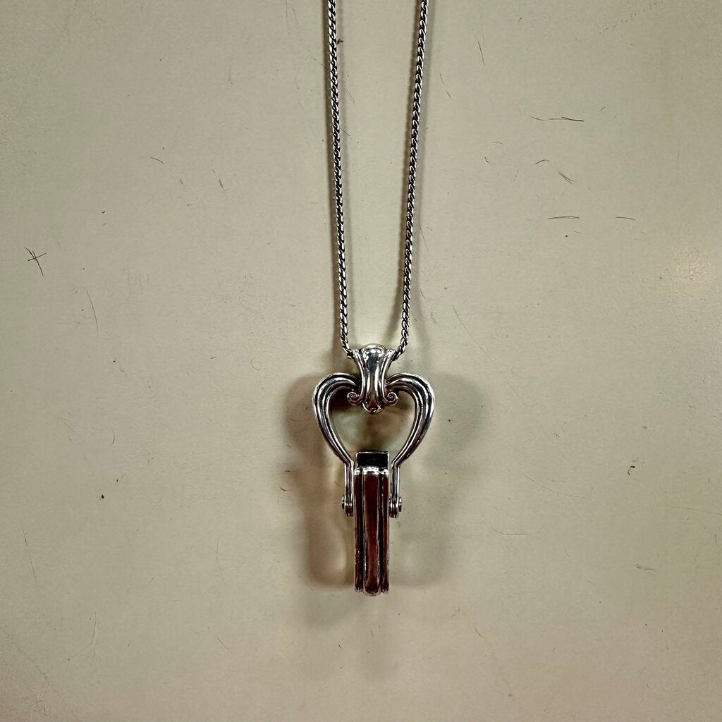 Brighton Silver Sweety Heart Badge Clip Necklace