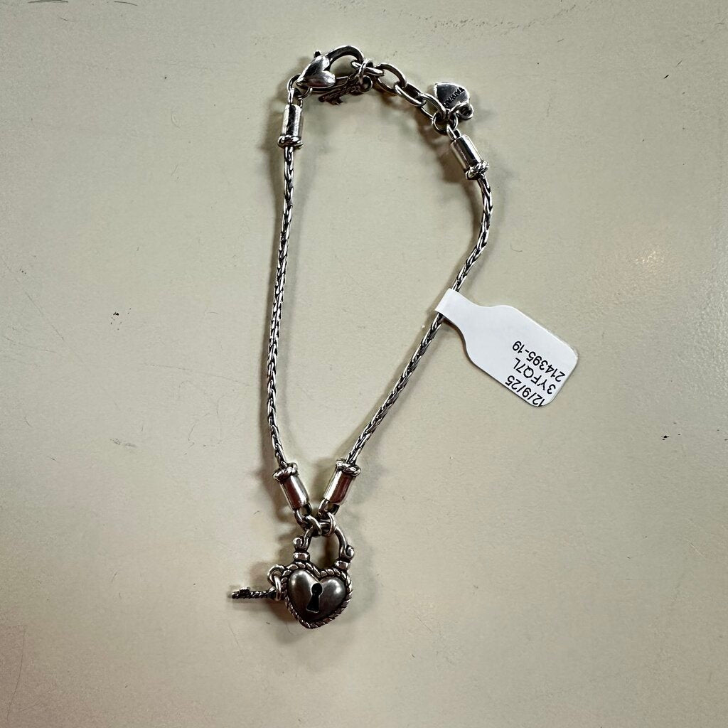 Brighton Silver Heart Shaped Lock Charm Bracelet