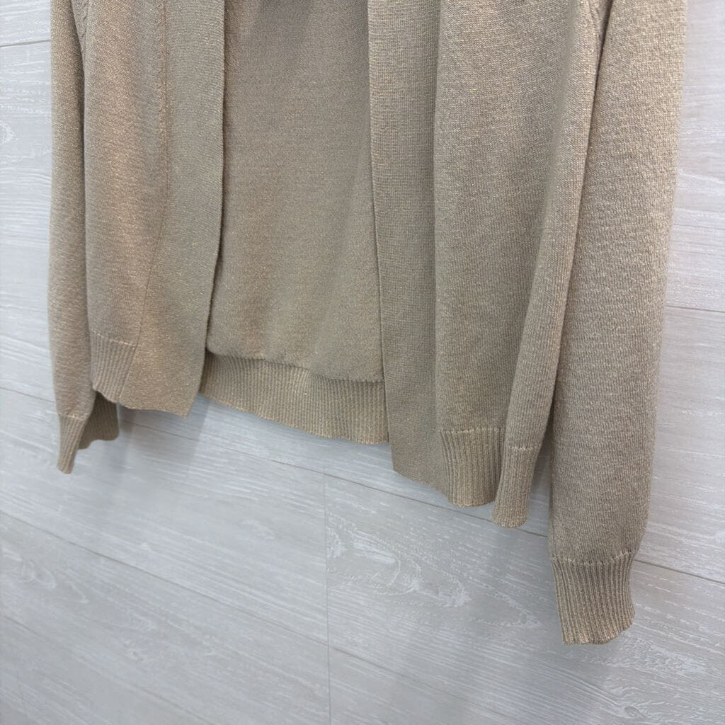 Calvin Klein Gold Shimmer Cropped Open Front Cardigan Medium