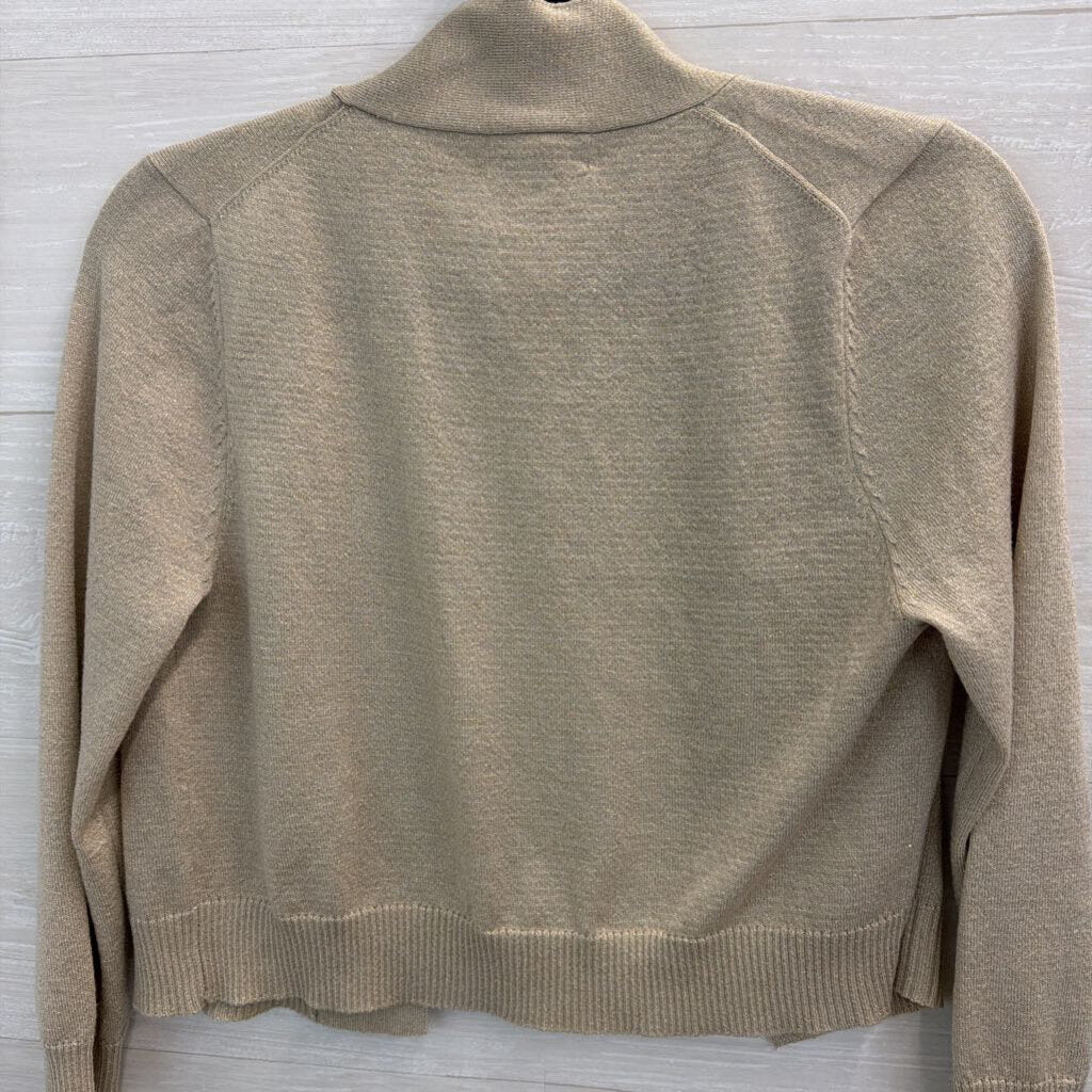 Calvin Klein Gold Shimmer Cropped Open Front Cardigan Medium