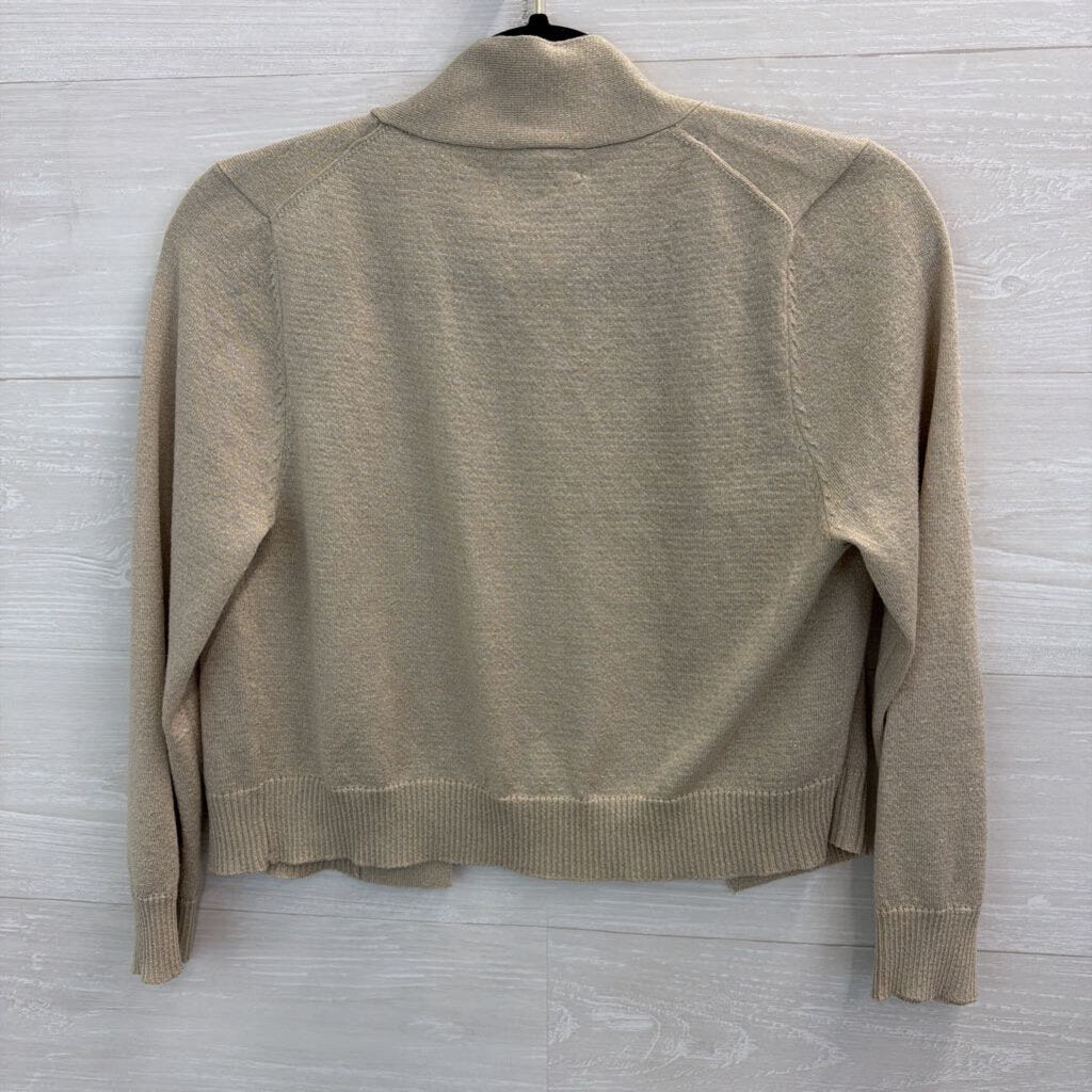Calvin Klein Gold Shimmer Cropped Open Front Cardigan Medium