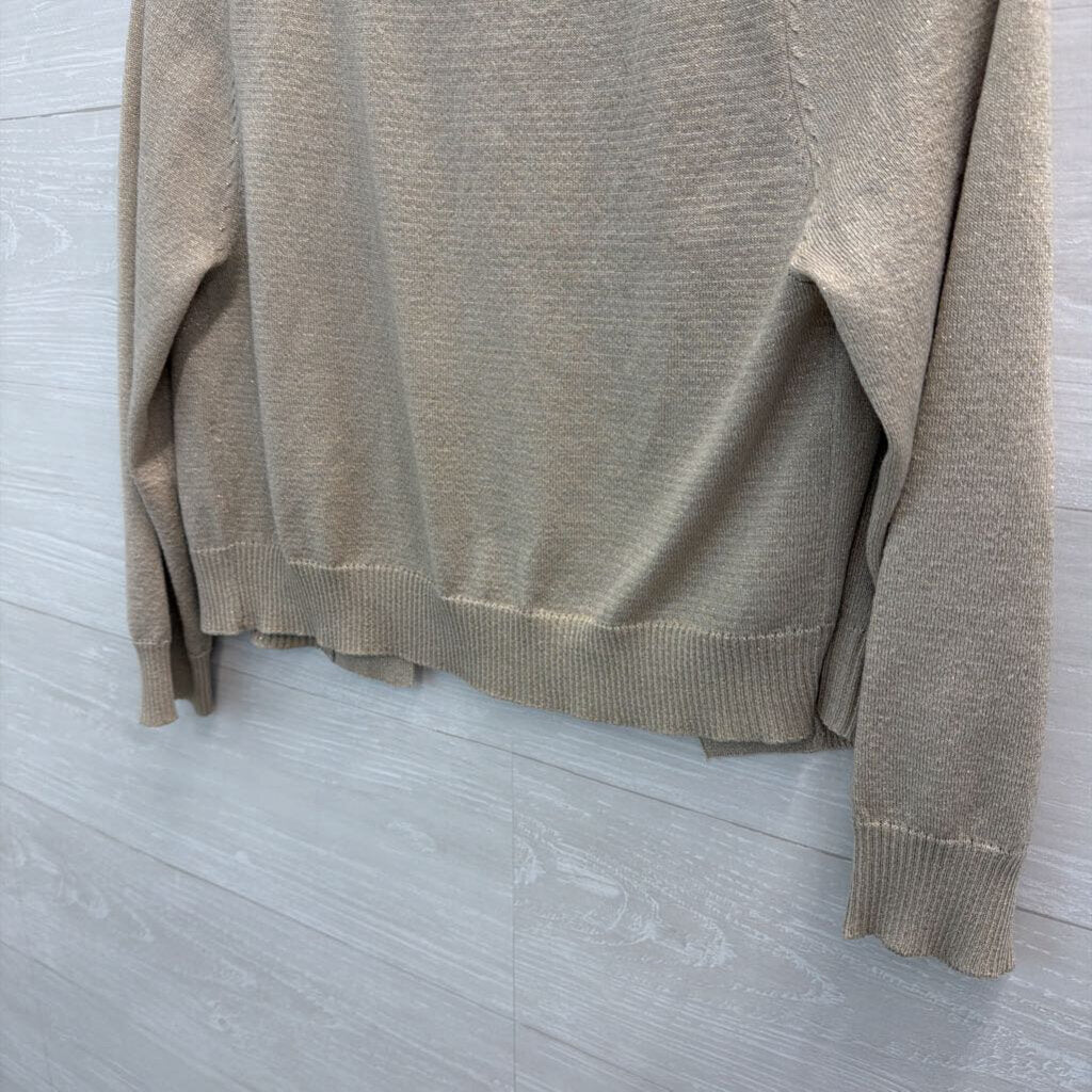 Calvin Klein Gold Shimmer Cropped Open Front Cardigan Medium
