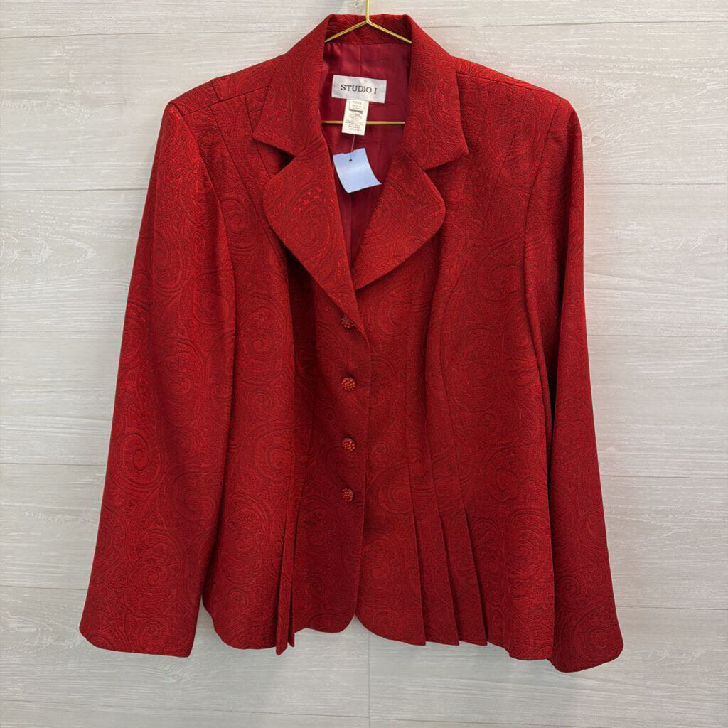 Vintage Studio I Red Paisley Brocade Jacket/ Skirt Set 18W