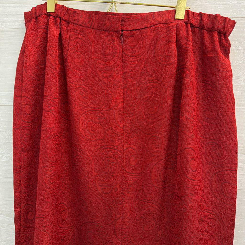 Vintage Studio I Red Paisley Brocade Jacket/ Skirt Set 18W