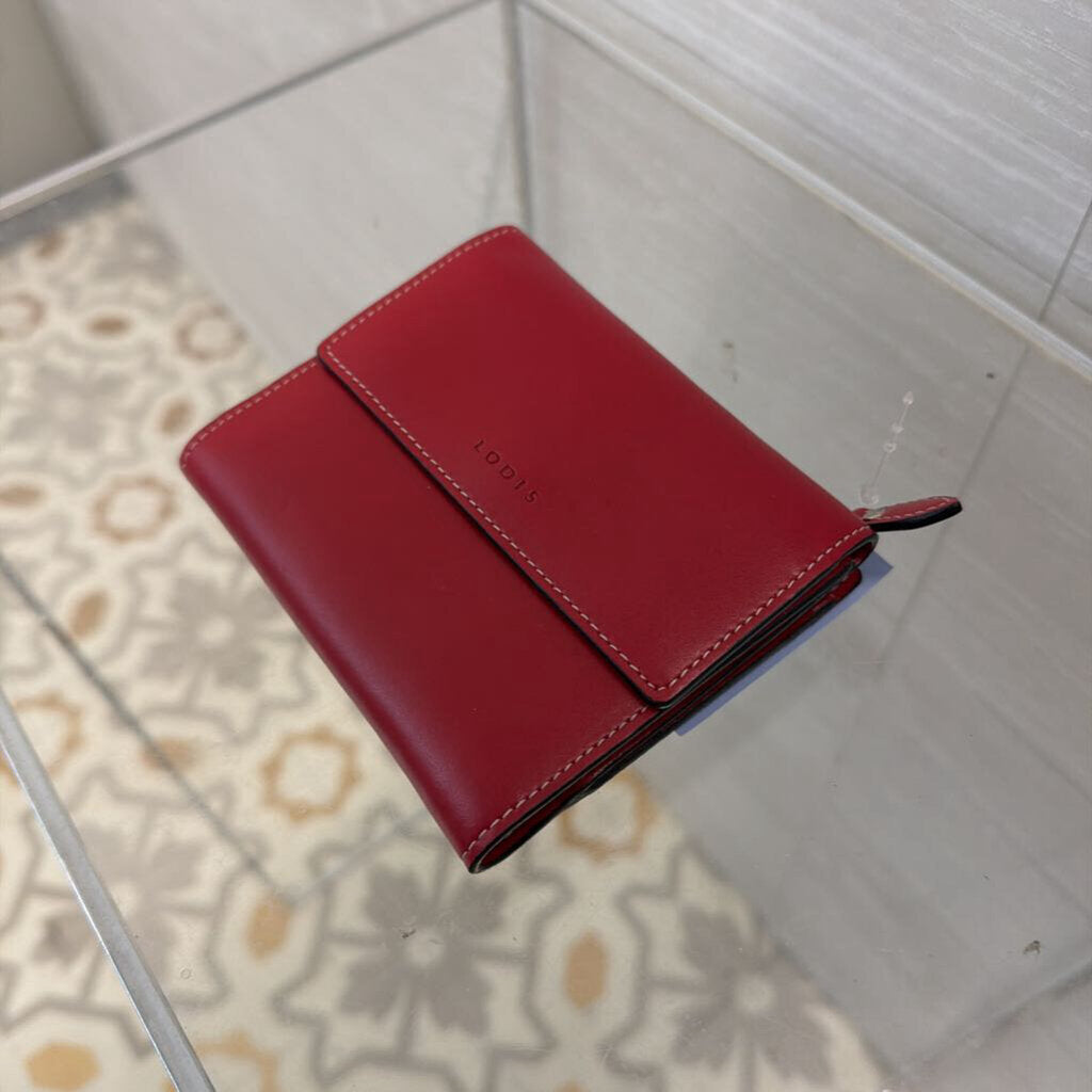 Lodis Red Leather Audrey RFID Mallory French Purse Wallet