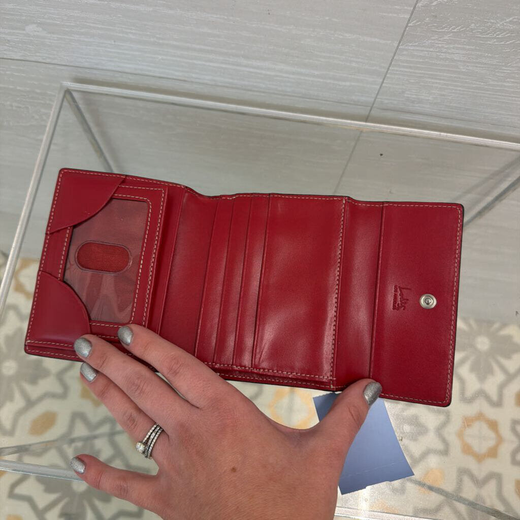 Lodis Red Leather Audrey RFID Mallory French Purse Wallet