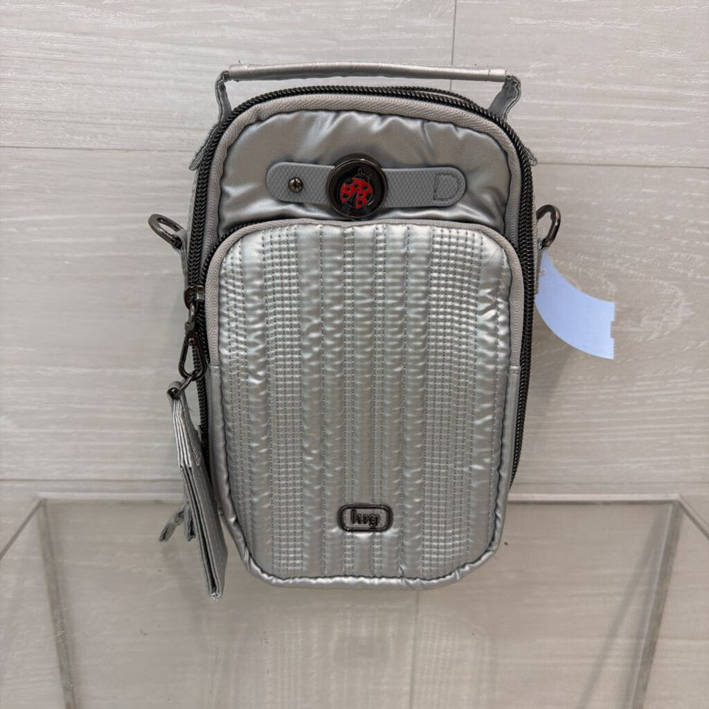 Lug Metallic Silver Skeeter Mini Bridge Crossbody Purse