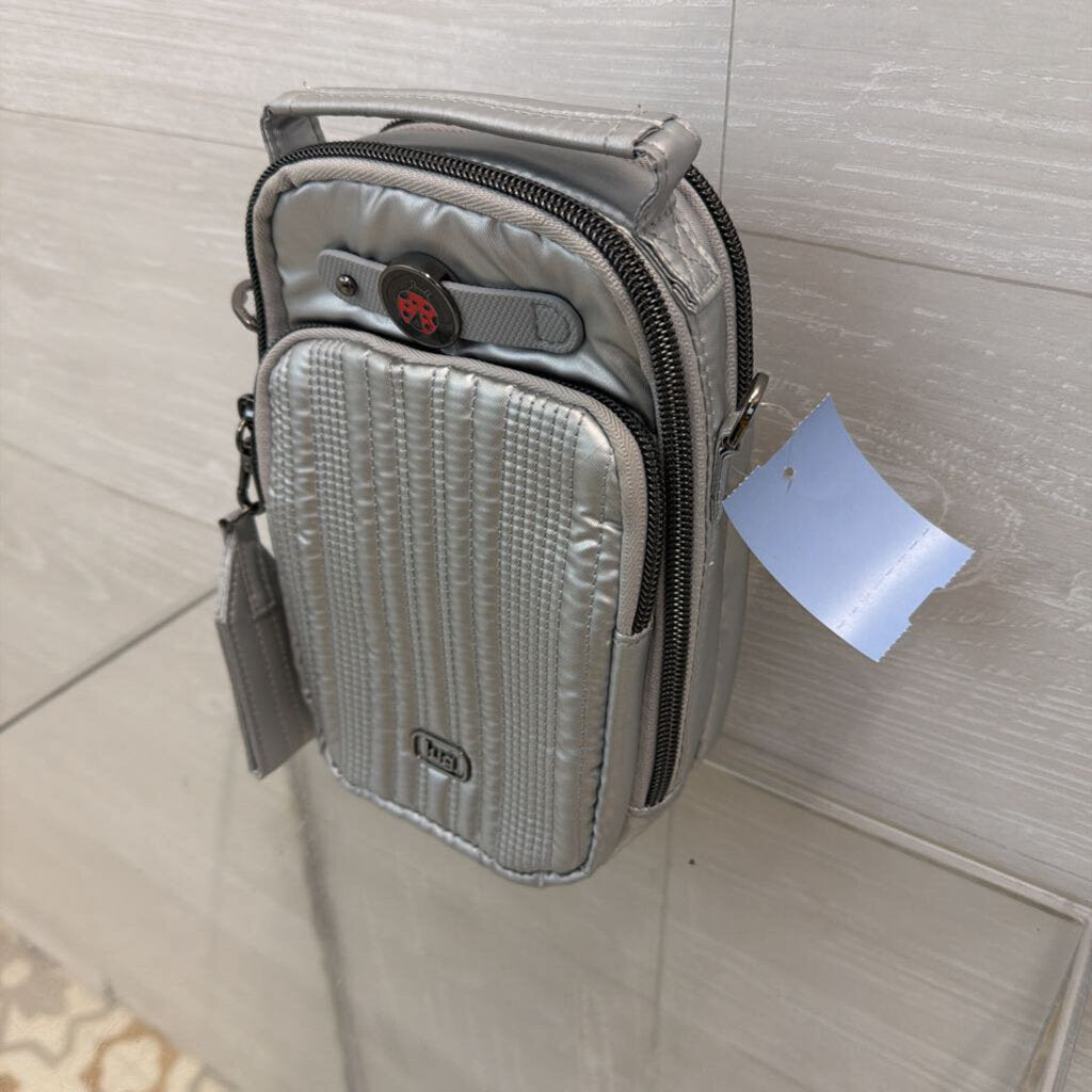 Lug Metallic Silver Skeeter Mini Bridge Crossbody Purse