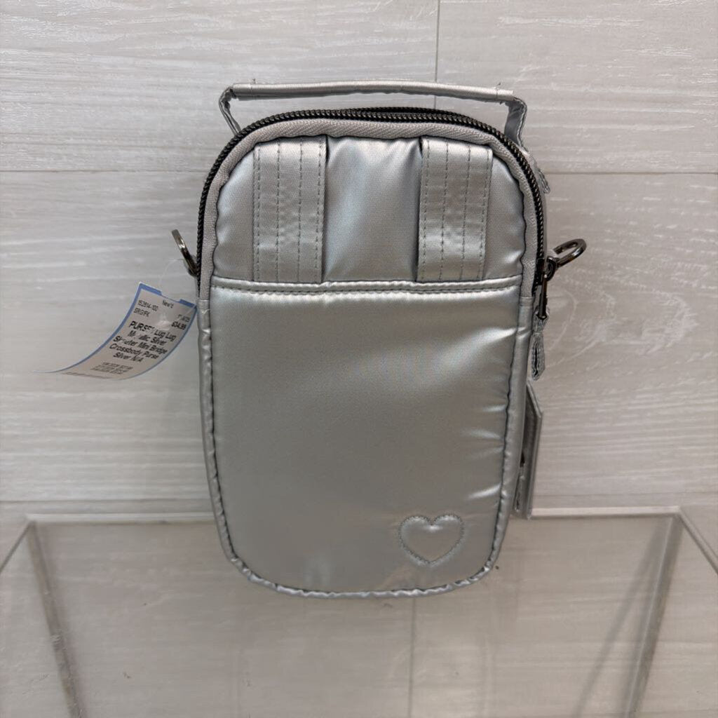 Lug Metallic Silver Skeeter Mini Bridge Crossbody Purse