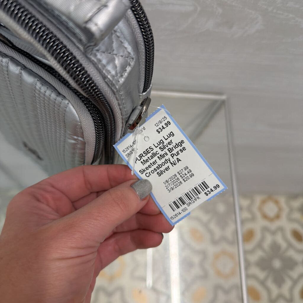 Lug Metallic Silver Skeeter Mini Bridge Crossbody Purse