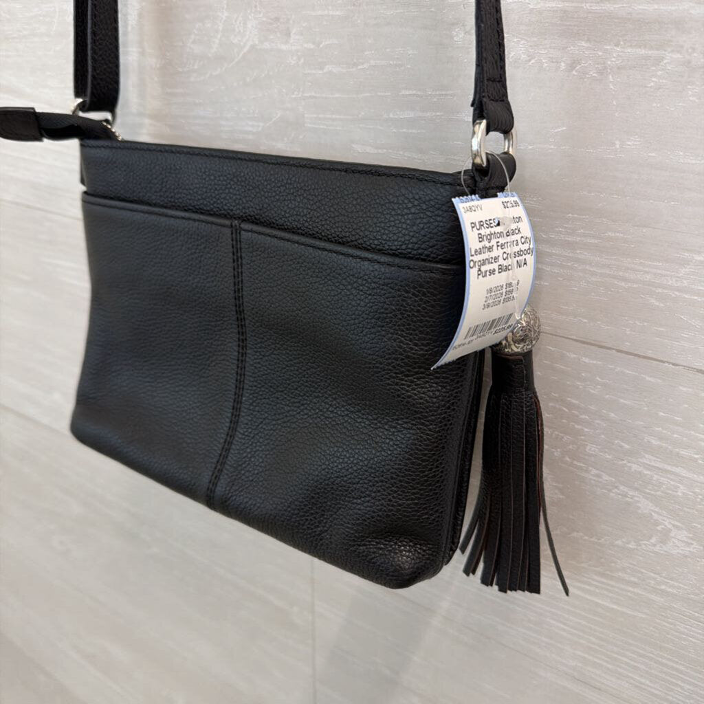Brighton Black Leather Ferrara City Organizer Crossbody Purse