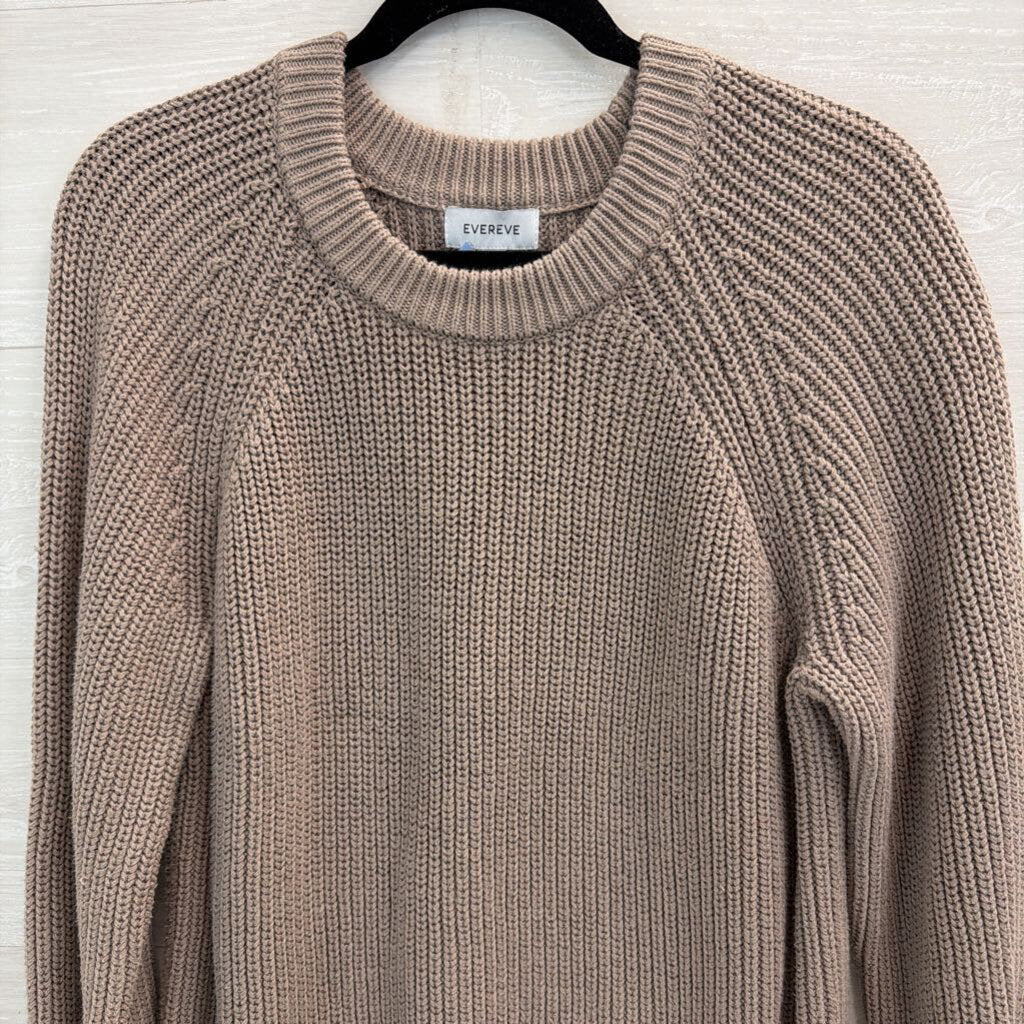 Evereve Brown Knit Crewneck Sweater Large