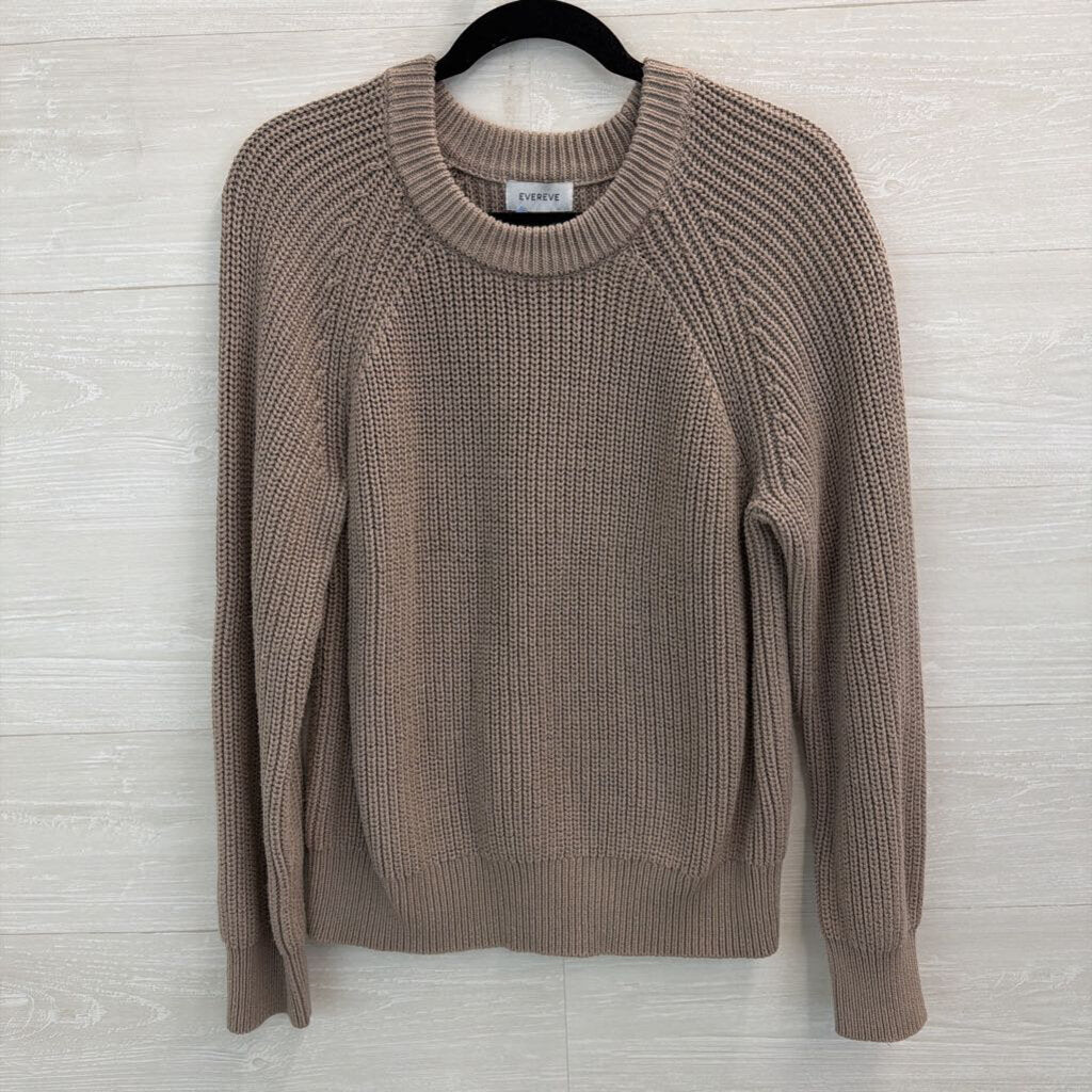 Evereve Brown Knit Crewneck Sweater Large