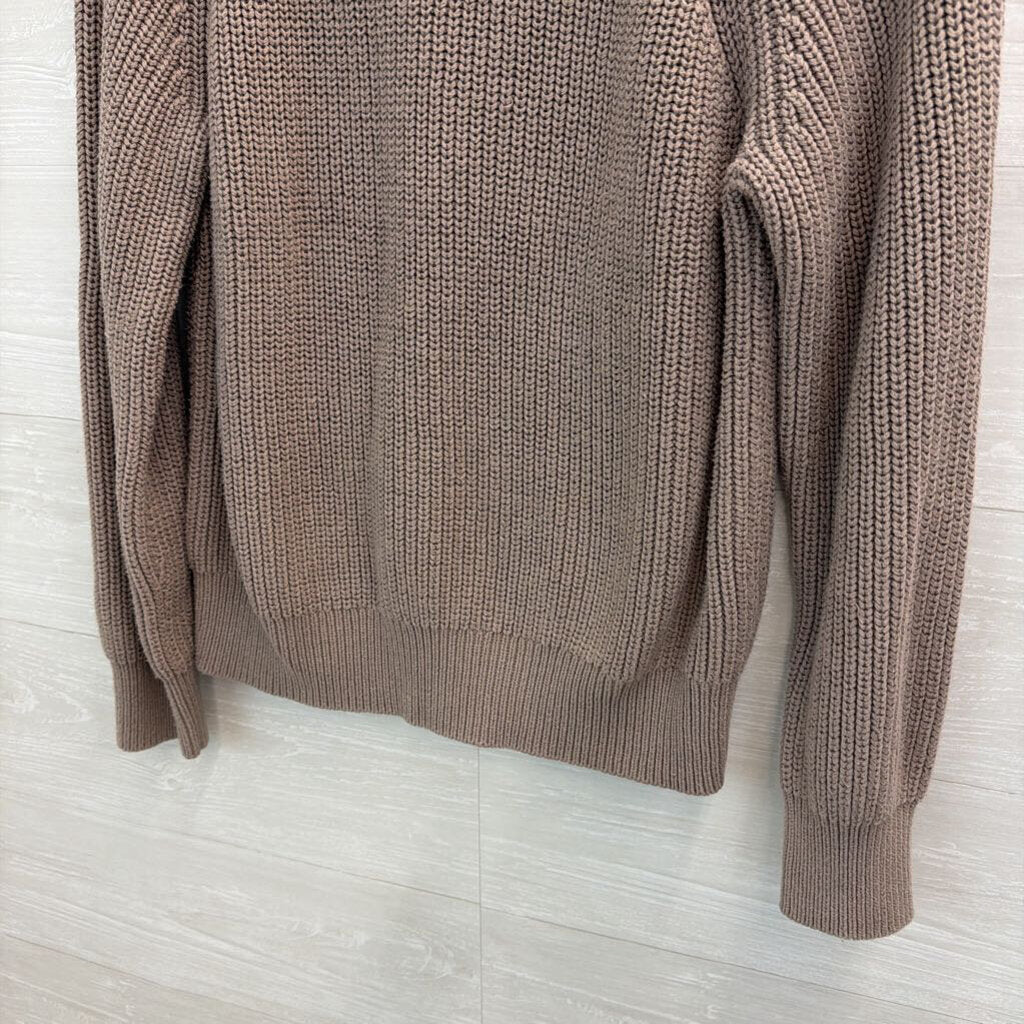 Evereve Brown Knit Crewneck Sweater Large