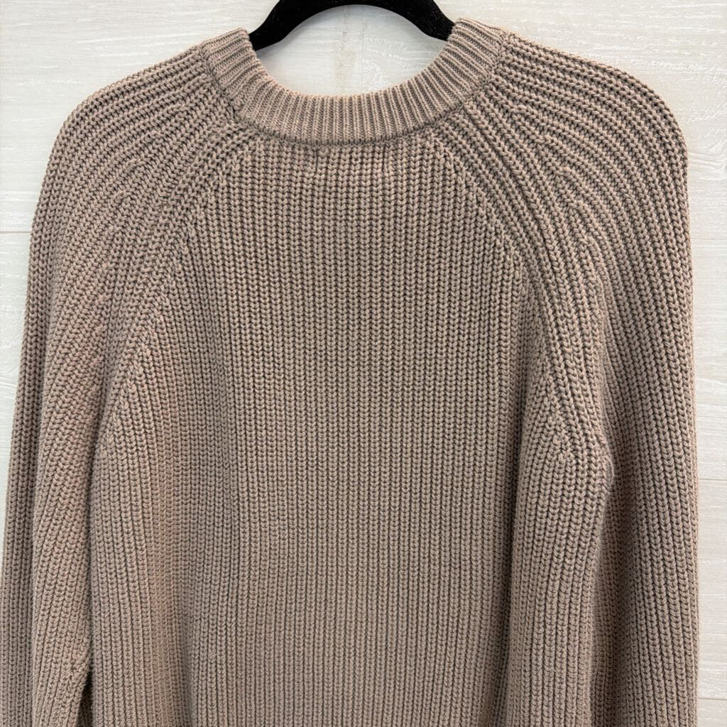 Evereve Brown Knit Crewneck Sweater Large