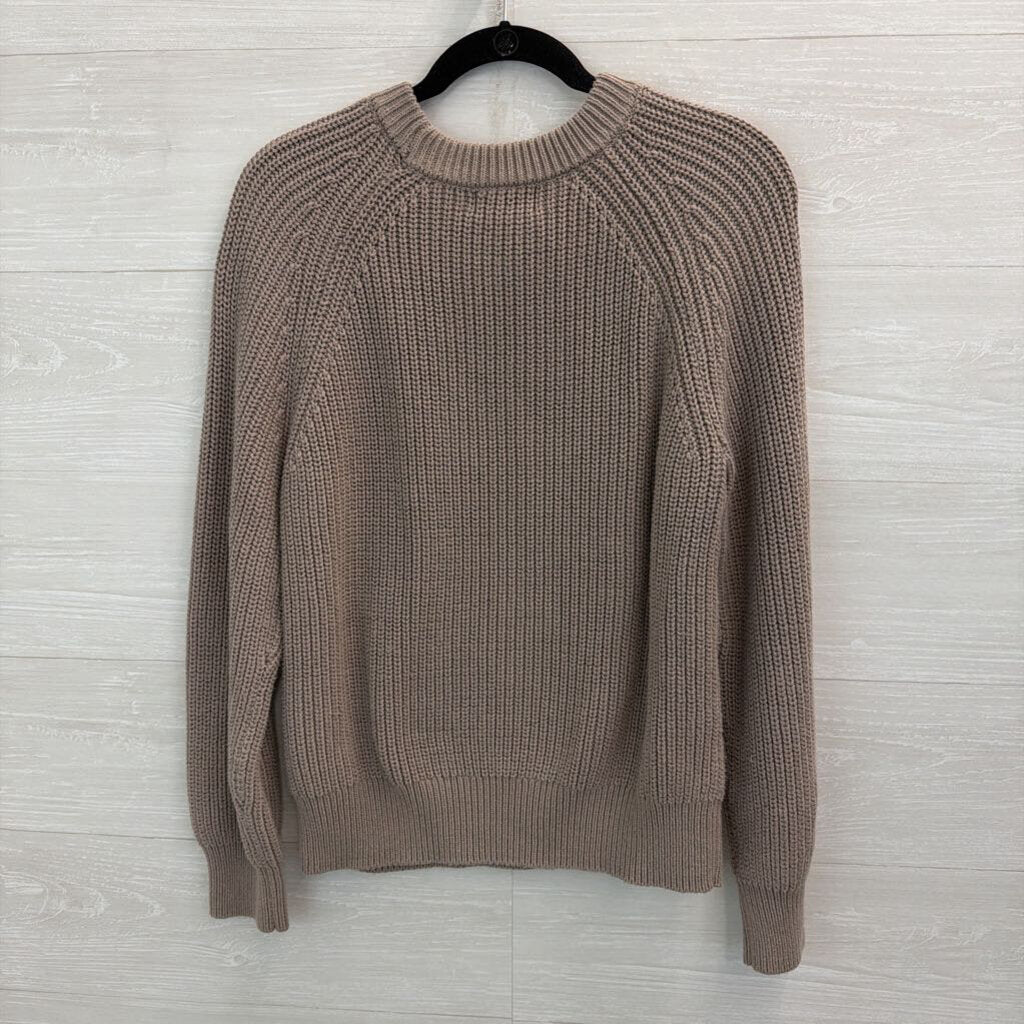 Evereve Brown Knit Crewneck Sweater Large