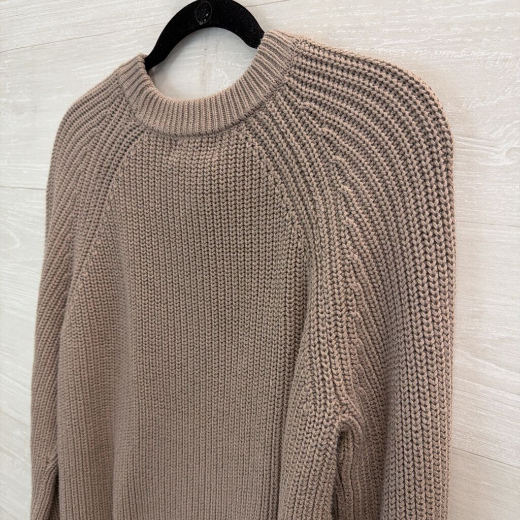 Evereve Brown Knit Crewneck Sweater Large