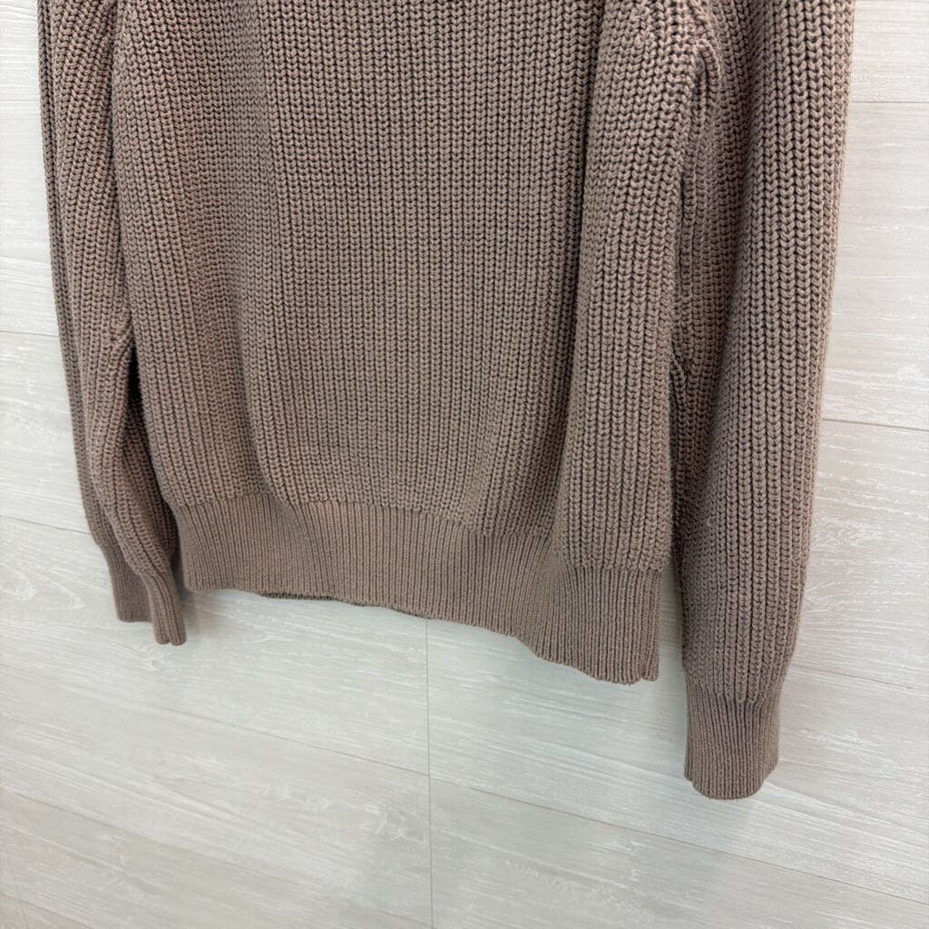 Evereve Brown Knit Crewneck Sweater Large