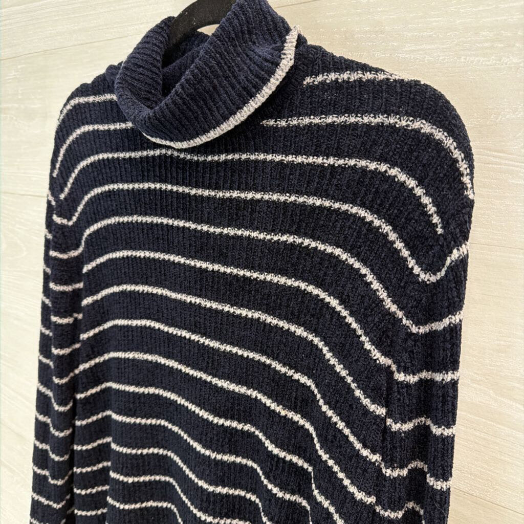 Brooks Brothers Navy/ Grey Stripe Soft Knit Turtleneck Sweater Large