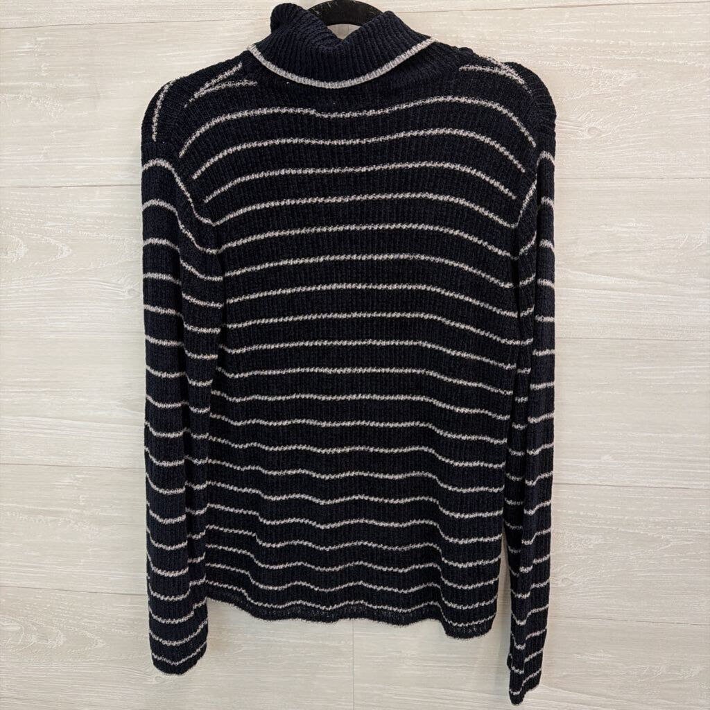 Brooks Brothers Navy/ Grey Stripe Soft Knit Turtleneck Sweater Large