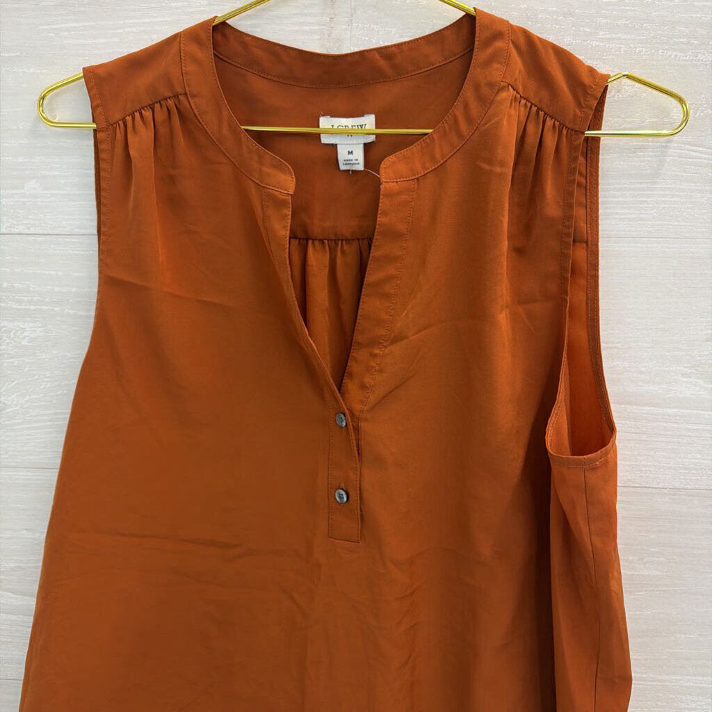 J Crew Silky Burnt Orange Sleeveless Top Medium